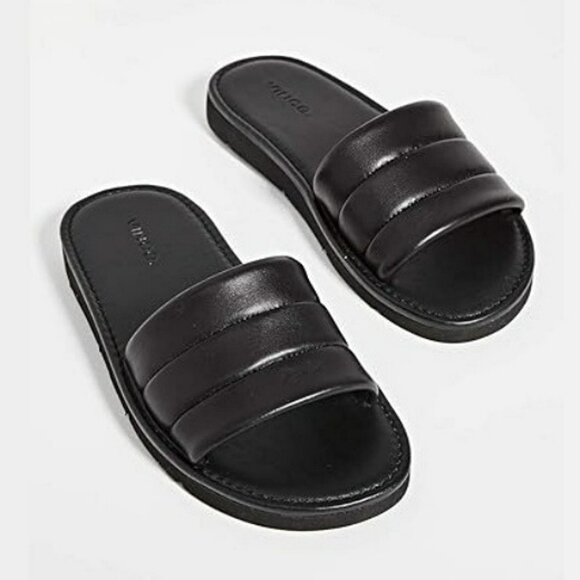 Vince Women's Olina Black Leather Slip On Sandals Size 9 (MSRP $200) - Picture 1 of 11